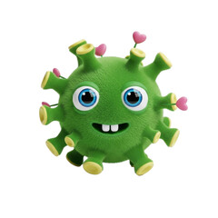 Fototapeta premium Cute Green Furry Monster with Hearts
