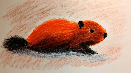 Pencil crayon drawing of a marmot