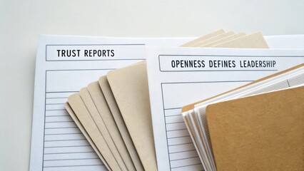 Detailed Document Display with Trust Reports and Leadership Concepts on Clean Workspace