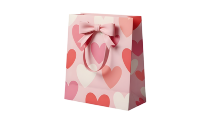 Pink gift bag with heart pattern