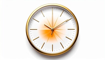 Gold-Framed Wall Clock with Orange Radial Gradient on White Face