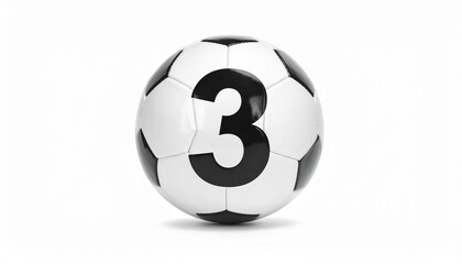 Black and White Soccer Ball with Large Number 3