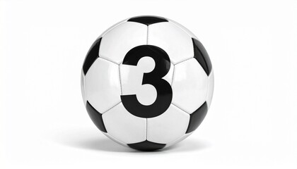Black and White Soccer Ball with Large Number 3