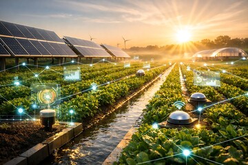 Solar-Powered Smart Agriculture with AI IoT Sensors and Automated Irrigation in Sustainable Green Farming Landscape