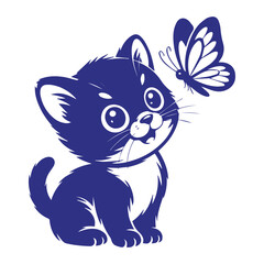 Kitten Watching Butterfly Svg