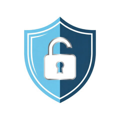 Unlocked shield icon, security concept
