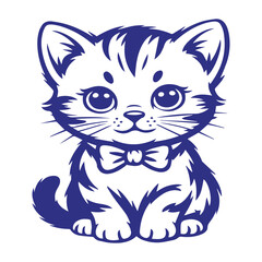 Kitten With Bow Tie Svg
