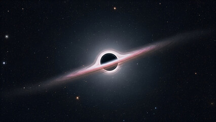 Striking visualization of a black hole with an accretion disk in deep space, illustrating cosmic phenomena and astronomical wonders
