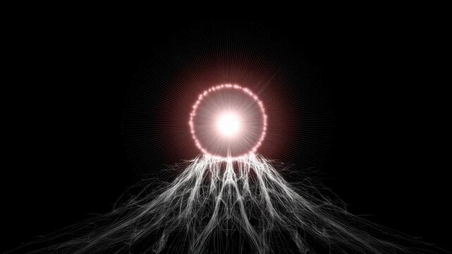 Brain CT showing active prefrontal cortex concept. A stylized representation of neural activity with light and abstract lines.