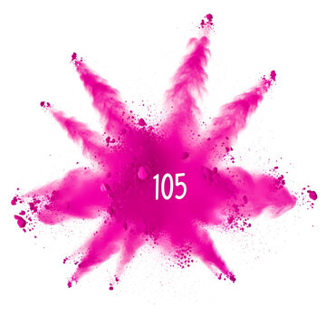Vibrant pink explosion with number 105