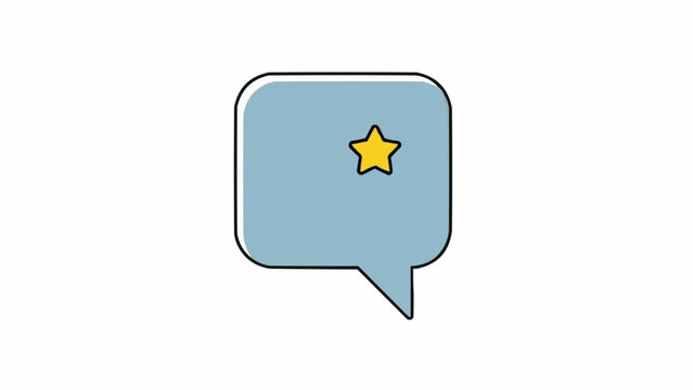 Blue speech bubble with star icon.