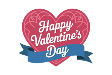 Valentines Day Greeting Card with Heart-Shaped Design in Red and Blue Colors on White Background for Romantic Greeting