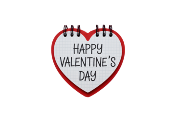Valentines Day Card with Heart-Shaped Notebook in Handwritten Font and Red Border for Greeting Card Design