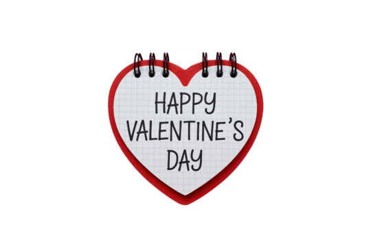 Valentines Day Card with Heart-Shaped Notebook in Handwritten Font and Red Border for Greeting Card Design - Powered by Adobe