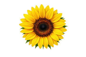 Fototapeta premium Vibrant sunflower helianthus bloom showcasing bright yellow petals and a dark seed head, cut out for easy use