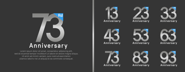 set of anniversary logo style. vector design silver color for celebration