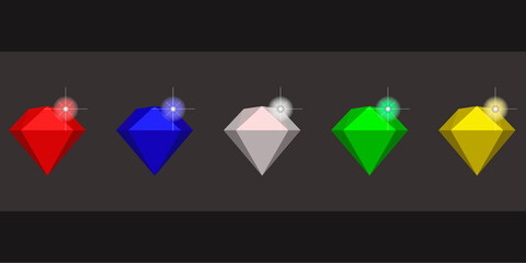 A set of simple-style gems for icons or design.A stylish collection of colorful crystals