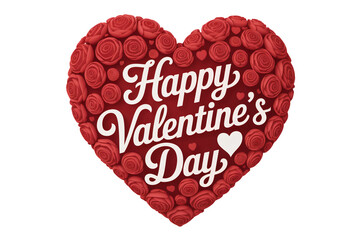 Valentines Day Greeting Card with Heart-Shaped Red Roses in Elegant Cursive Font on White Background for Romantic Invitation