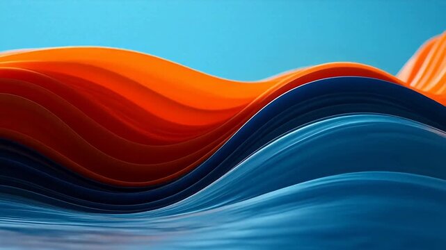 Abstract wave of layered orange and blue material