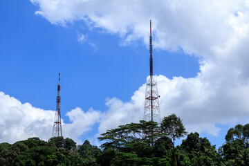 Television transmission towers of Mediacorp Transmission Centre on Bukit Batok Hill, Singapore