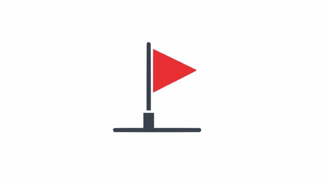 Red flag on a black stand.