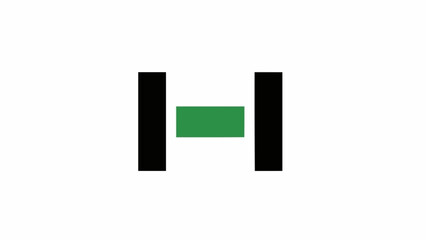 Fototapeta premium Green rectangle between black bars.