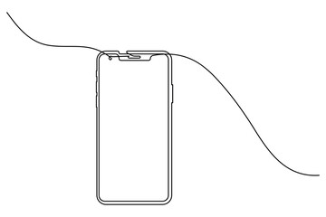 Abstract single line art modern illustration of a sleek smartphone device screen © aftabul2001