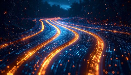 Abstract Digital Network Flow of Data and Information.