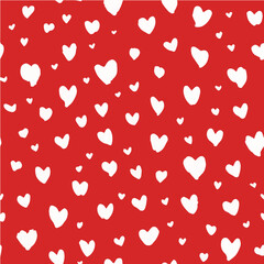 Tiny heart shapes seamless pattern, scattered small hearts, hand-drawn minimal style for Valentine's day