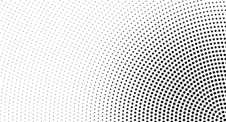 Abstract halftone dotted background with monochrome dots and circles. Modern vector pop art texture for posters, websites, cards, covers, and creative design.
