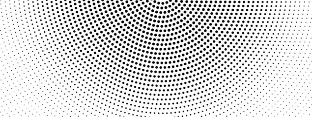 Modern abstract halftone background with monochrome dots and circular pattern. Vector pop art texture for print, web, branding, and decorative design.