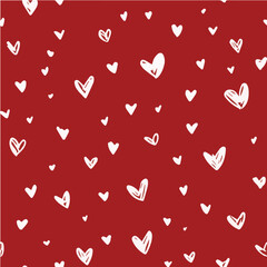 Tiny heart shapes seamless pattern, scattered small hearts, hand-drawn minimal style for Valentine's day