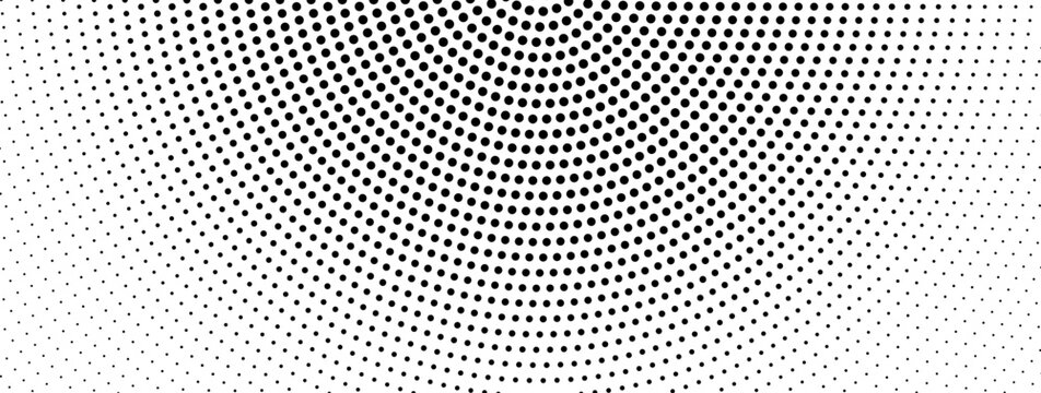 Modern abstract halftone background with monochrome dots and circular pattern. Vector pop art texture for print, web, branding, and decorative design.