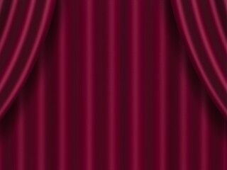 Red velvet stage curtain background with soft folds and lighting
