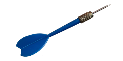 Single Dart Blue isolated on white background.	