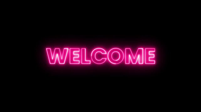 Welcome Text Animation with Intense Fire Flames and Electric Sparks Flowing Across Letters, Dark Background Energy Typography Effect, 4K