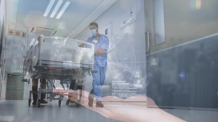 Animation of data processing over diverse doctors with patient - Powered by Adobe