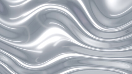 Silver chrome metal background, shiny and lustrous metal pattern texture, silky liquid chrome waves.