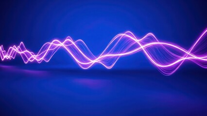 A vibrant purple light wave flows across a dark blue background with a smooth surface