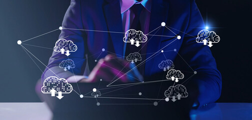 Virtual AI Cloud storage database system, data link file storage digital transformation technology, file access, doc sharing business finance, AI-powered analyze big data analyze, data management