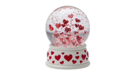 Snow globe with hearts isolated on transparent background