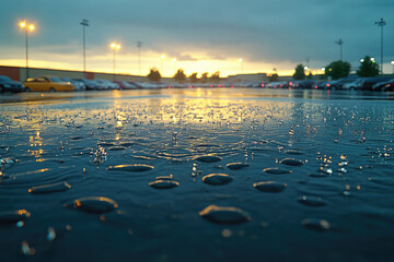 Ultra-Realistic Detail of Raindrops Hitting the Calm Water