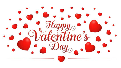 Happy valentine's day with hearts isolated on transparent background