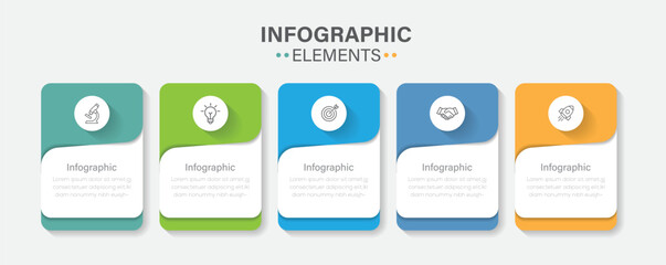 Business data visualization. 5 step timeline infographic icons designed for abstract background template.