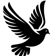 Obraz premium Dove of peace flying black vector silhouette illustration
