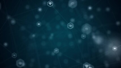 connected technology and cloud service icons forming a digital network structure, visualizing modern IT infrastructure, cloud computing, and business technology solutions with seamless loop - Powered by Adobe