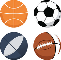 Obraz premium A colorful arrangement showcasing various sports balls including basketball soccer rugby and american