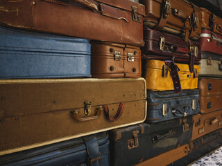 retro antique luggage for decorative purposes