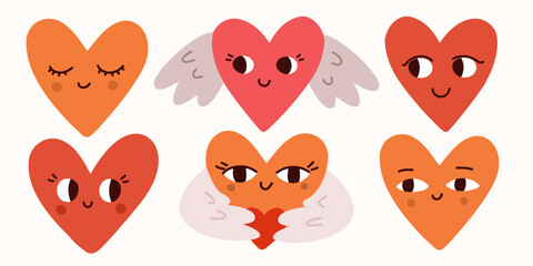 Valentines Day cute heart characters