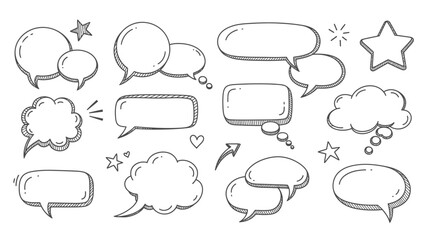 Hand Drawn Speech Bubbles and Stars Collection.